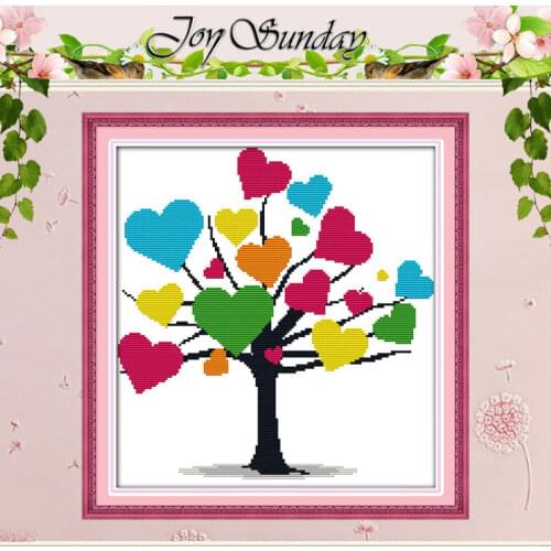 Colorful Heart Tree Patterns Counted Cross Stitch 11CT 14CT Cross Stitch Set Chinese Cross-stitch Kit Embroidery Needlework