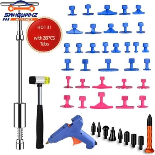 Car Paintless Hammer Repair Dent Puller Slide 28PCS Tabs Removal Tool Hail Dent Repair Kit Slide Puller for Auto Body