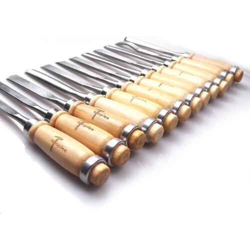 Alloy Steel 12pcs Wood Carving Chisels Set Carpenter Woodworking Carving Chisel Kit DIY Enthusiast Hand Gouge Woodworking Tools