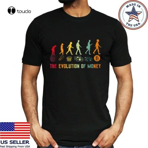 New The Evolution Of Money Btc Bitcoin Crypto T-Shirt Cotton Black Unisex Cotten Tee Shirt