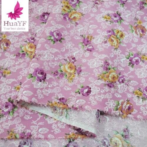 New arrive 150cm wide Cotton Poplin Fabric pink rose fabric Quilting Patchwork tissue Sewing doll cloth tecido
