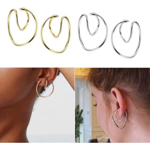 2020 New Geometric Ear Clips Irregular Twisted Curve Cartilage Earring Cuffs Non Piercing Earrings Fashion Women Jewelry