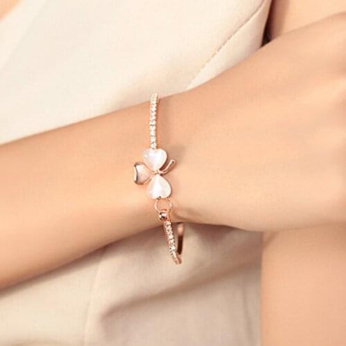 New Women Charm Bangles Bracelet Fashion Jewelry Clover Diamond Bracelet For Jewelry Party Gifts