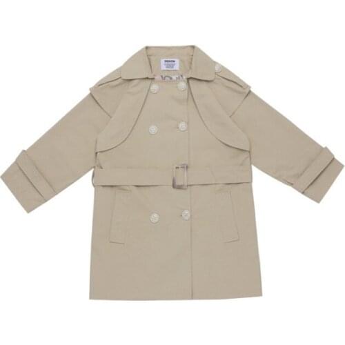 Soild Blue Khaki Windbreaker Windbreaker for Girls Fashion Trench Coats Baby Girls Outerwear British Style Childrens Clothes