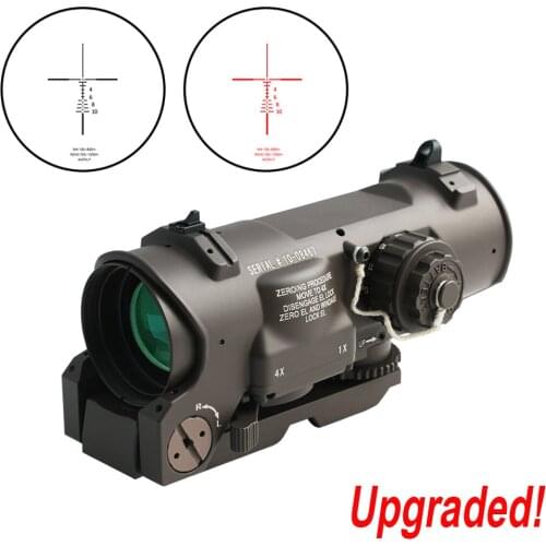 Upgraded DR 1x-4x Fixed Dual Purpose Scope Hunting Rifle Magnifier Optic Scope Red Dot Illuminated Mil-Dot Rifle Scope