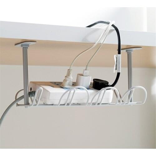 Under Table Storage Rack Hanging Socket Holder Wire Organizer Line Cable Rack Shelf Table Bottom Socket Holder Home Supplies