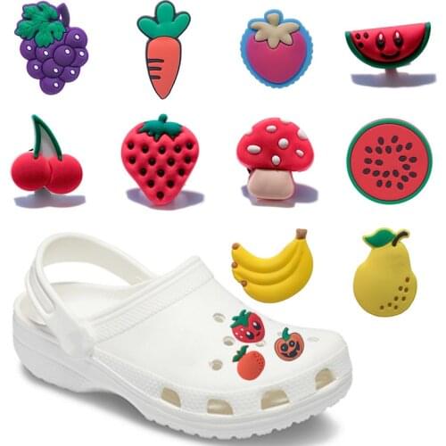1PCS Fruit&Vegetable Avocado Lime PVC Croc Charms Strawberry Mushroom Shoe Charms Accessories Decorations Boy Girl Jibz Gift