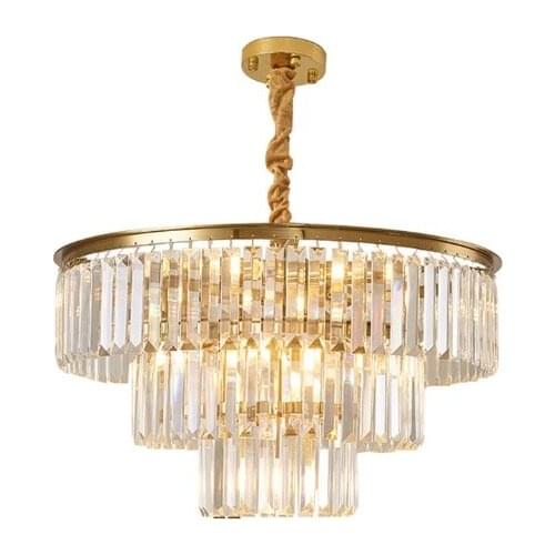 European light luxury crystal chandelier stainless steel restaurant chandelier postmodern three-layer multi-layer factory outlet