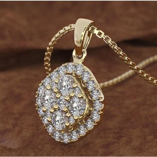 18K Rose Gold 2 carats Diamond Pendant Square 18K gold Chalcedony Bizuteria Women square Jewelry Necklace pierscionki Gemstone