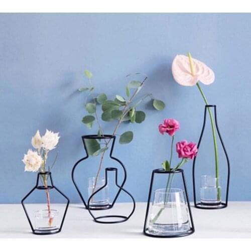 Nordic Abstract Creative Iron Flower Plant Vase Terrarium Plant Holder Artificial Flower Vase Wedding Party Modern Home Decor
