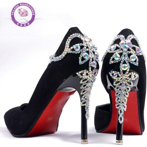 2pcs AB Rhinestones Crystal Applique Sewing Flatback Handmade Flower Appliques for Clothing Shoes DIY Decoration