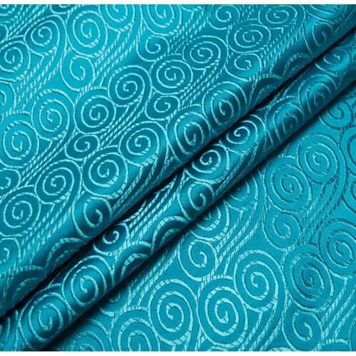 75x100cm Imported Japanese style blue Metallic Jacquard felt satin Fabric,3D jacquard yarn dyed fabric Women Coat Dress Skirt