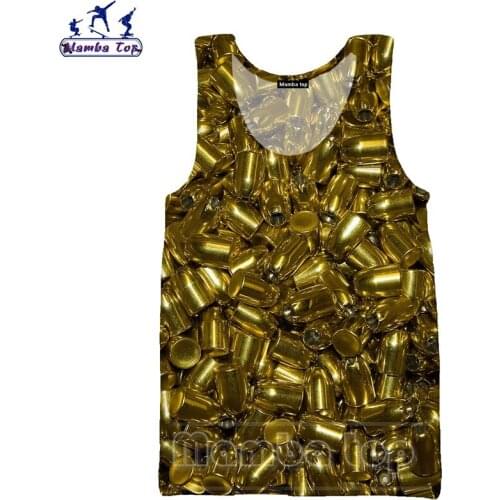 Mamba top Gold Vest 3D Print Diamond Holiday Mens Tank Tops Bullet Sleeveless Beach Women Shirt Men Undershirt Unisex Clothing