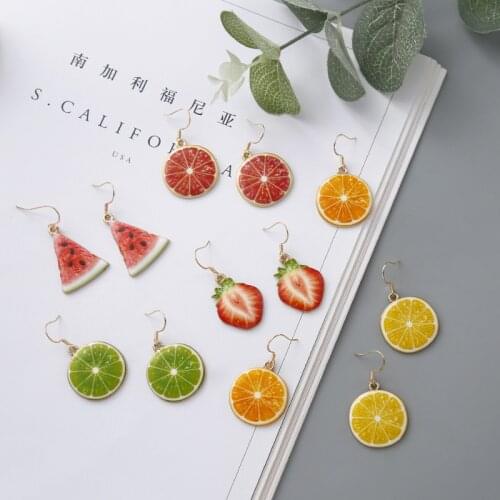 Multiple Simulation Fruit Funny Earrings for Women Girl 2020 Summer Watermelon Strawberry Lemon Drop Earrings Party Jewelry Gift