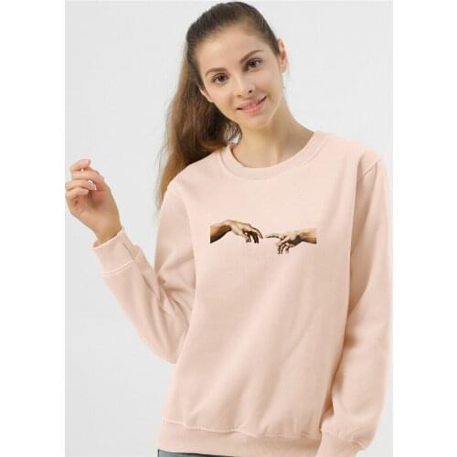 Vintage Creation Graphic Cotton Sweatshirt Aesthetic Oversized Women Goth Clothes Punk Gothic Best Friend Crewneck Korean Hoodie