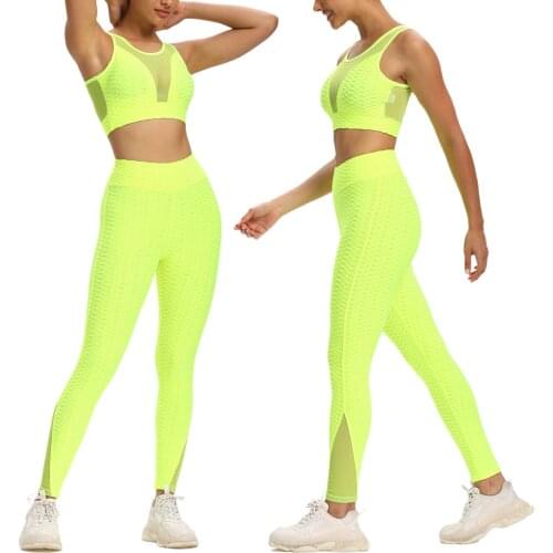 5 Colors Women Summer Yoga Workout Tracksuit Ladies Solid Color O-Neck Vest+High-Waist Leggings Suit Exercise Sets