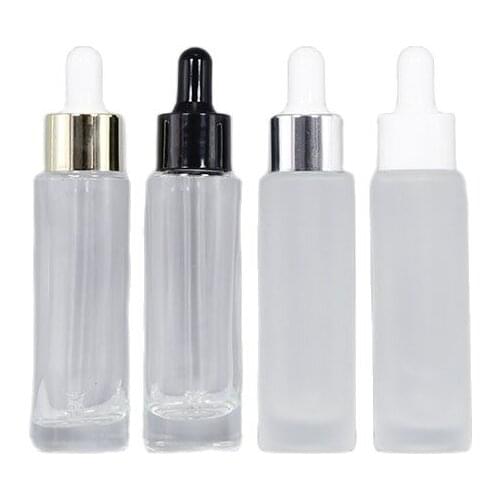 30ML clear frosted glass bottle dropper lid essential oil liquid eye serum toner whitening skin care cosmetic packing