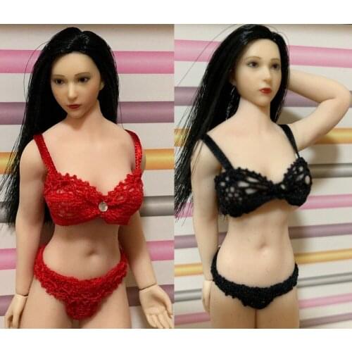 1/12 Female Bikini Lace Underwear set for 1/12 Seemless Body TBleague Doll Red Underwear
