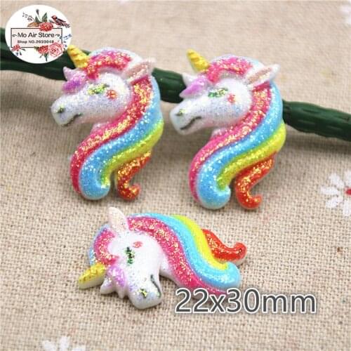 10pcs colorful shiny bling unicorn cartoon animal Resin Flat back Cabochon Art Supply Decoration Charm Craft