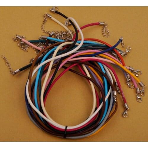 100pcs Adjustable 2mm 3mm Round Leather Cord Necklace Genuine Leather Rope Cow Leather String Jewelry Making Supplies