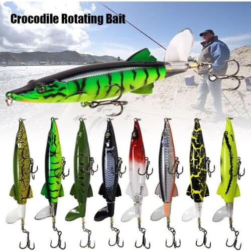 13cm Minnow Bait Fishing Lure Rotating Tail Whopper Popper Topwater Swim Crankbait With Propeller