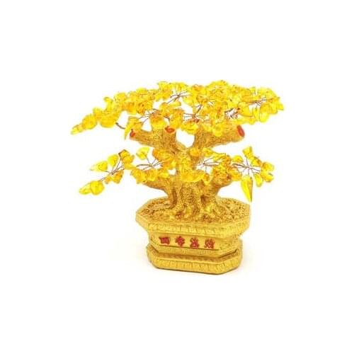 15cm Natural yellow furnishings yellow crystal lucky tree lucky crystal tree furnishings