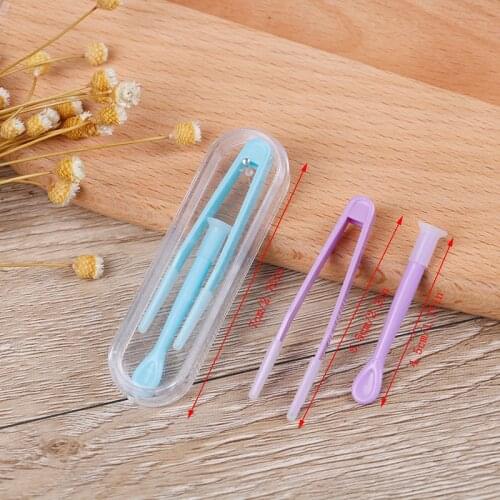2Sets Eyes Care Portable Contact Lens Inserted Remover Contacts Silicone Tweezers Suction Holder Stick Tool Random Color