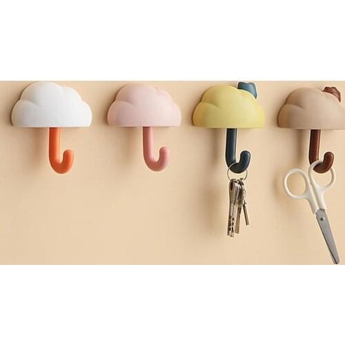 3Pcs Multifunctional Wall-mounted Self Adhesive Cartoon Cloud Shape Hook Hanger
