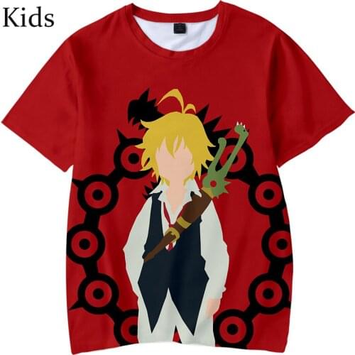 3D meliodas Red print Kids Summer Short Sleeve T shirt Comfortable Fashion boys girsl O-neck Suitable 3D childrens t shirt