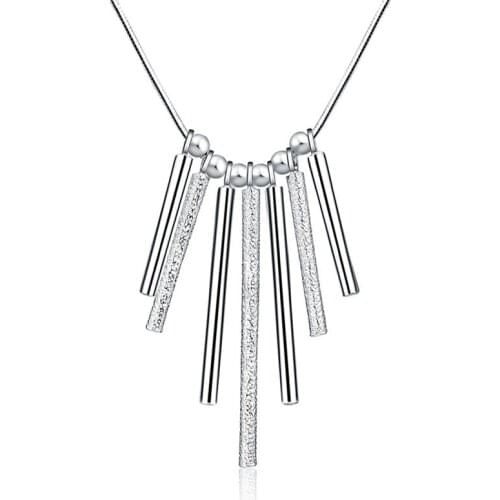 925 Sterling Silver Snake Chain Frosted 7 Pillar Pendant Necklace For Woman Men Fashion Charm Jewelry Gift