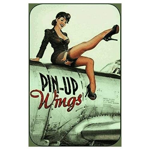 Bidesign wings pin up girl personalized metal poster 8 x 12 in bar cafe restaurant home decor