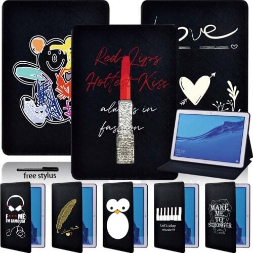 Tablet Case for Flip Shell Case Fit Huawei MediaPad T3 8.0/T3 10 9.6/T5 10 10.1 Inch Slim Leather Stand Cover Case+Free Pen