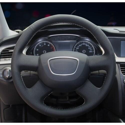 Black Artificial Leather Car Steering Wheel Cover for Audi A3 (8P) Sportback A4 (B8) A4 (B7) A6 (C6)
