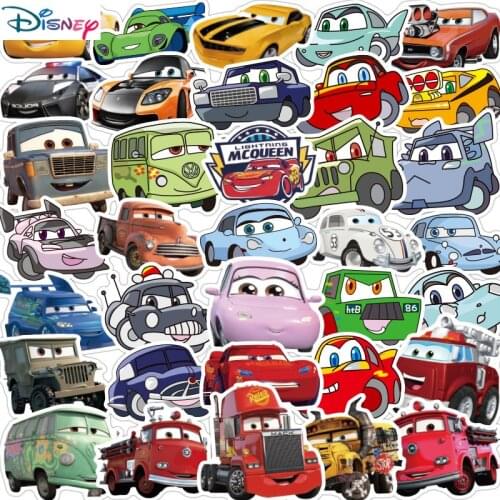 Disney 10/30/50Pcs Cartoon Pixar Cars Stickers Funny Laptop Guitar Skateboard Luggage Helmet Cool Waterproof Sticker Kids Toys