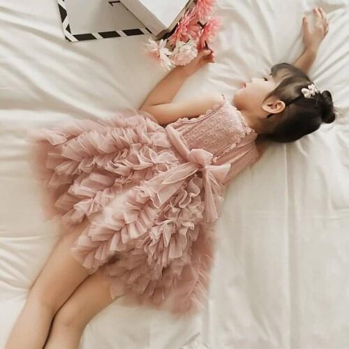 Elegant Princess Girl Summer Dress Fashion Tassel Lace Flower Dresses For Girls Casual Toddler Kids Dress 2-6Y Children Clothing