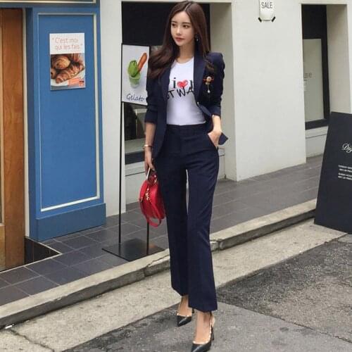 Elegant pants suits woman slim suit jacket female Work Uniform pants suit female blazer set pant suits for women suit jacket