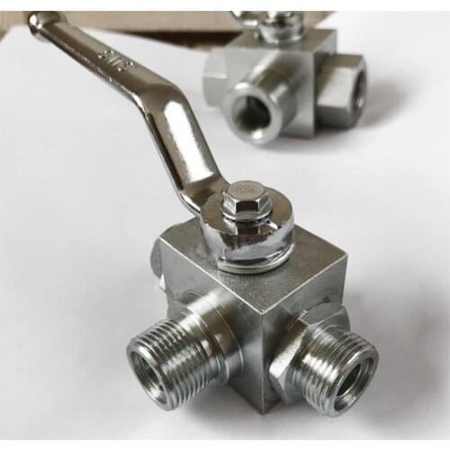 High Pressure Hydraulic Three-Way Ball Valve Male Thread L-type Hydraulic Ball Valve M16 M22 M27 M30 M36