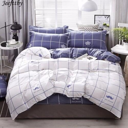 Bedding Set Fashion Luxury Gray Plaid Home Textile Duvet Cover Bed Linen Sheet Soft Comfortable 3/4pcs King Queen Full Twin Size