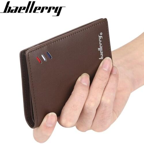 Baellerry Men Short Wallet Mini Card Holder Small Money Bag Coin Pocket Business Purse for Male Boy Soft Leather Wallet carteras