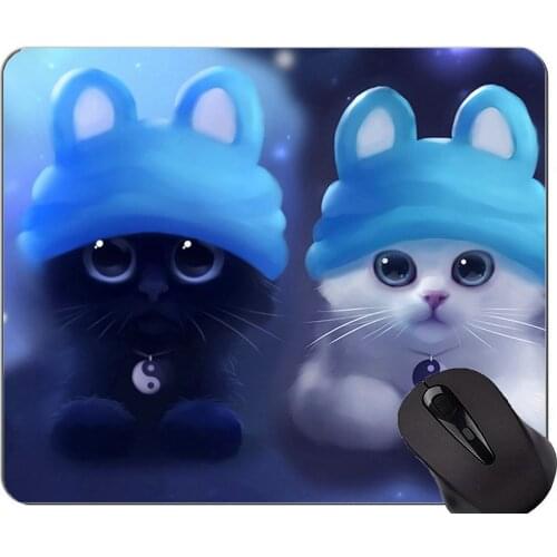 Mouse Pad with Stitched Edge,Kitten oriental asian cute cat Home Office Computer Accessories Mousepads