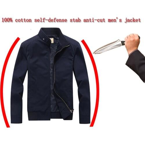 New Stab-resistant Anti-cut Mens Jacket 100% Cotton Self-defense Military Tactics Fbi Swat Police Hidden Personal Hack Clothing