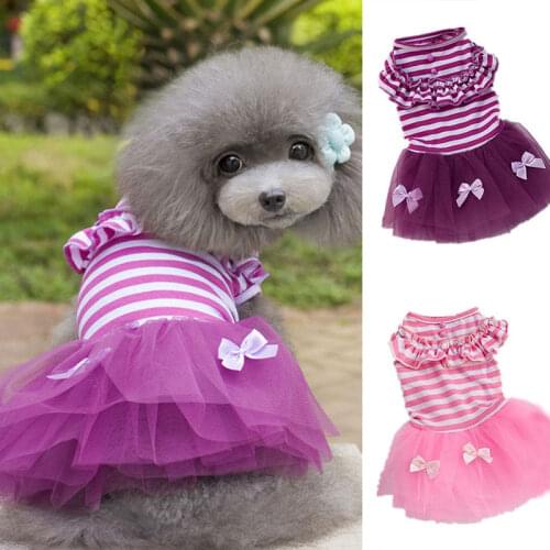 Summer Dog Lace Tulle Dress Pet Dog Clothes For Small Dogs Princess Dress Skirt Wedding Bowknot Dress Puppy Clothing Pet Clothes