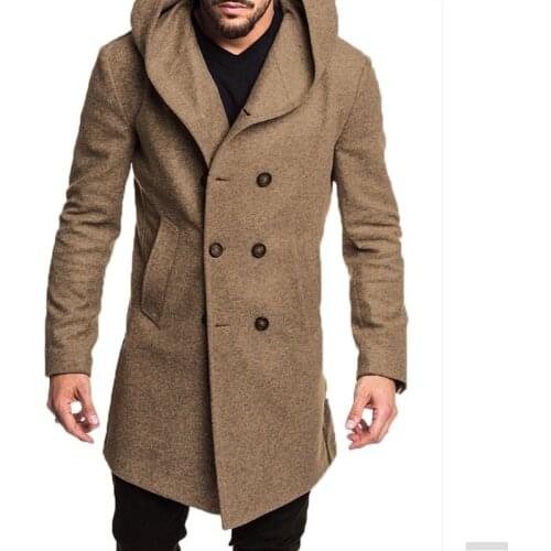 2020 Windbreaker mens autumn coat mens solid color fleece casual windbreaker windbreaker mens clothing long coat man