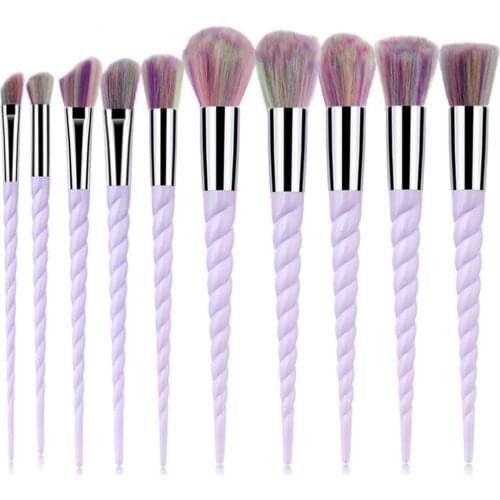 YXN 10pcs Spiral Colorful Soft Makeup Brushes Set Professional Foundation Powder Blush Eyeshadow Fan Brush Cosmetic Beauty Tools