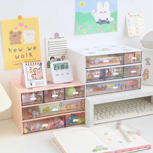 Desktop Drawer Storage Box Transparent Desk Cosmetic Organizer Dustproof Office Stationery Storage Container Home Organizer