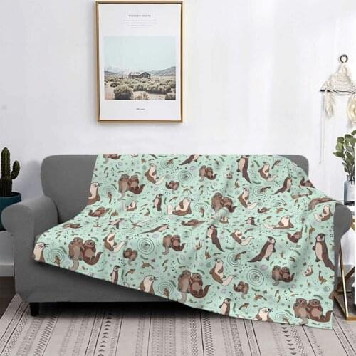 Otters In Blue Throw Blanket Blanket 240X220 Garden Cushion Bed Cover 260 Electric Blanket Faux Fur Bedspread