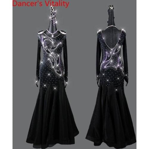 Modern Dance Clothing Dress Long Sleeves Skirt Waltz High-end Custom Professional Competition Clothes Stage Performance Clothes