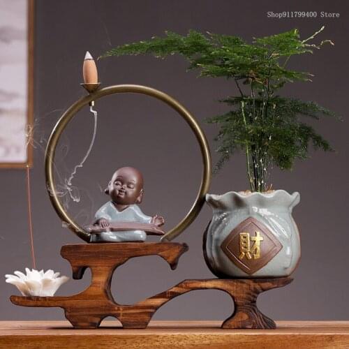 Office plant potted ornaments opening fortune tree green plant asparagus small bonsai living room porch desktop decoration