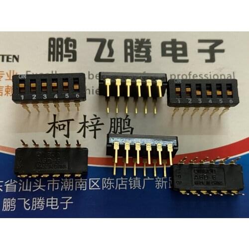 Original new 100% A6D-6100 dial switch 6-bit piano key type 6p flat dial DIP 2.54mm