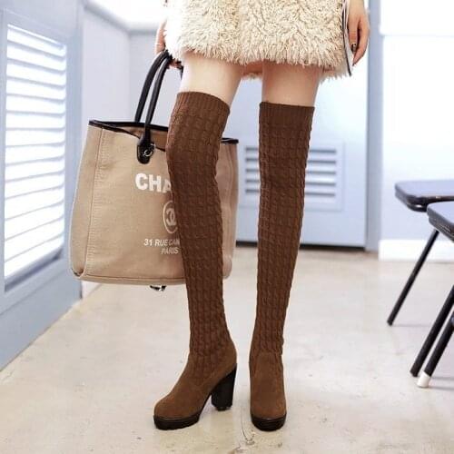 Sexy Thin Over-the-knee Women Long Boots Autumn and Winter New Elastic Women Wedges Platform Winter Boots